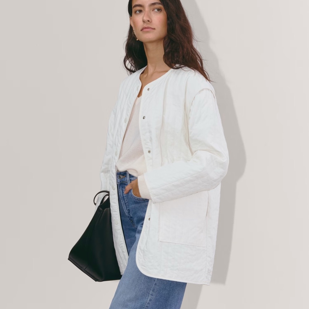 Everlane White Utility Liner Jacket Relaxed Spring Summer coat Small